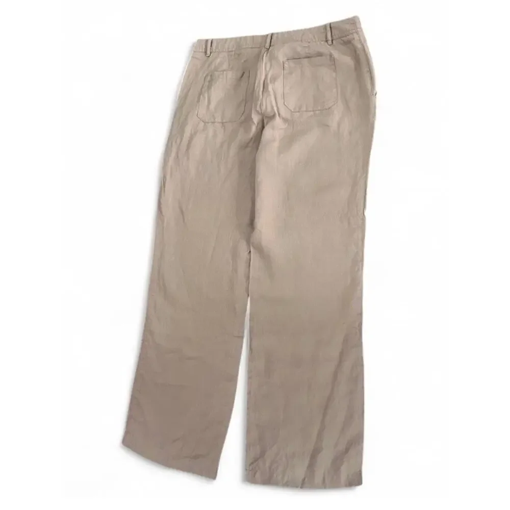 Banana Republic Women’s 100% Linen Tan Wide Leg Trouser Pants Size 8